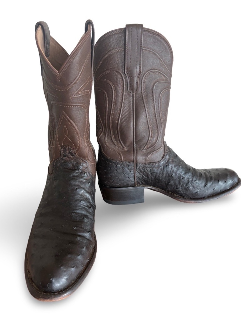 Tecovas Men’s 9.5 D Full Quill Ostrich “The Wyatt” Pecan - Picture 5 of 17